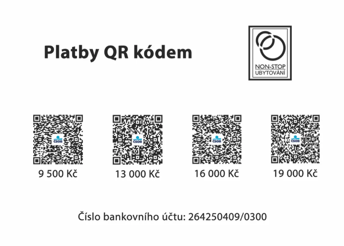 QR kód pro platbu za ubytování